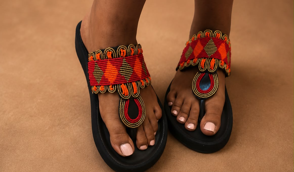 Sandales rouges artisanales